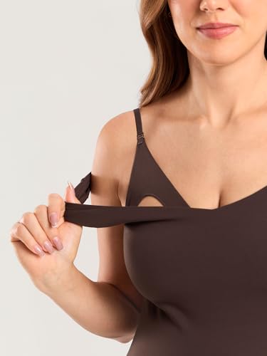 MOMANDA Maternity Nursing Tank Tops - color: Hot Fudge Brown, size: Large