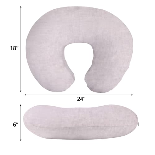 Little Grape Land 100% Cotton Muslin Nursing Pillow Covers 2 Pack, (Bow) - color: Bow/Blush