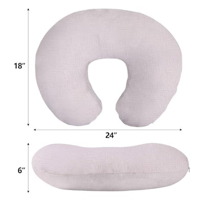 Little Grape Land 100% Cotton Muslin Nursing Pillow Covers 2 Pack, (Bow) - color: Bow/Blush