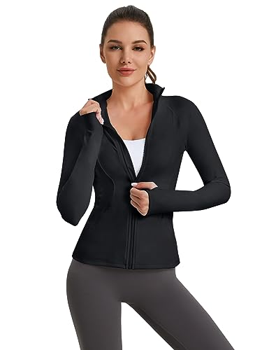 VUTRU Women's Workout Yoga Jacket Full Zip Running Athletic Track Jacket - color: Back Mesh Vent Black, size: X-Small