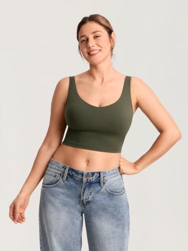 MOMANDA Longline Sports Nursing Bras - color: Olive Green, size: Small