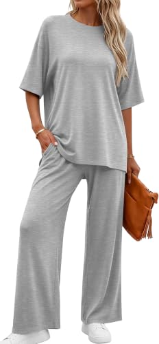 RUBZOOF Womens Lounge Sets 2 Piece Outfits Matching Clothing - color: Light Grey, size: Small