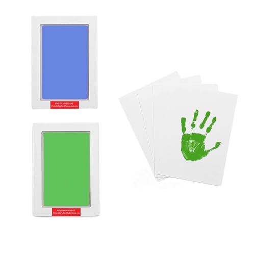 Large Inkless Hand and Footprint Kit, Baby Keepsake, 2-Pack - color: Green and Blue