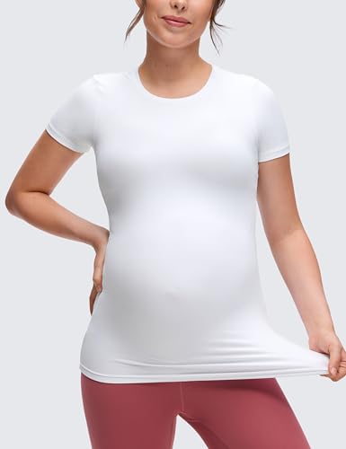 CRZ YOGA Maternity Crewneck T-Shirt - color: White, size: Small