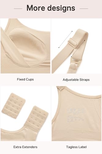 OUGES Cotton 2 Pack Nursing Bras Breastfeeding Seamless Maternity Sleep Bra - color: Pink/Nude, size: XX-Large