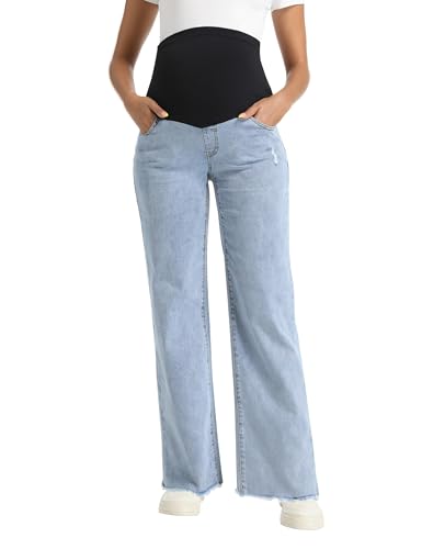 Foucome Women's Maternity Jeans Straight Leg - color: Light Blue, size: XX-Large