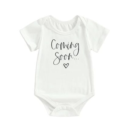 Pregnancy Announcement Baby Bodysuit Gender Neutral Romper - color: Coming Soon-white, size: Newborn