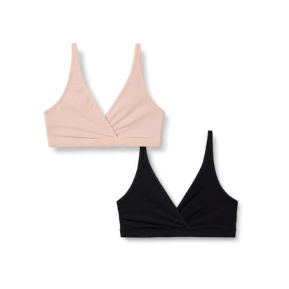 Amazon Essentials Women's Peached Microfibre Nursing Bra, Pack of 2 - color: Black / Soft Petal, size: X-Large