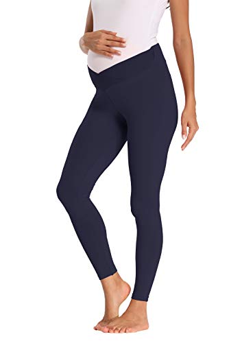 Foucome Women's Maternity Legging Under The Belly - color: Navy Blue, size: Medium