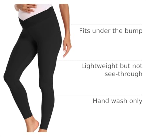 Foucome Women's Maternity Legging Under The Belly - color: Black, size: Medium