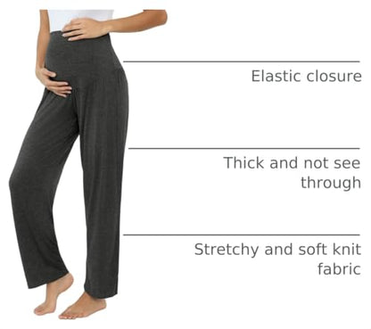 Joyaria Bamboo Viscose Maternity Sweatpants Over Belly Lounge Pants - color: Charcoal, size: Small
