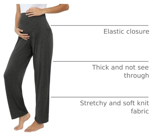 Joyaria Bamboo Viscose Maternity Sweatpants Over Belly Lounge Pants - color: Charcoal, size: Medium