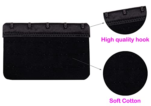 Tamlien Bra Extender 2 Hook/3 Hook/4 Hook/5 Hook, Soft and Comfortable Bra Extension - color: Bra Extender 5 Hooks-black-4