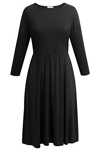 Smallshow Women's 3/4 Sleeve Maternity Nursing Dress for Breastfeeding - color: Black, size: X-Large
