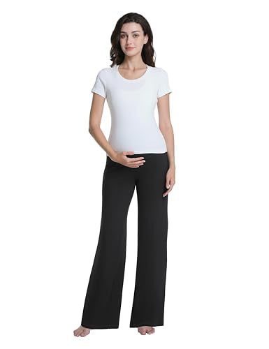 3 Pack Women's Maternity Pants Wide Leg - color: 3 Pack Black/Black/Black, size: X-Large