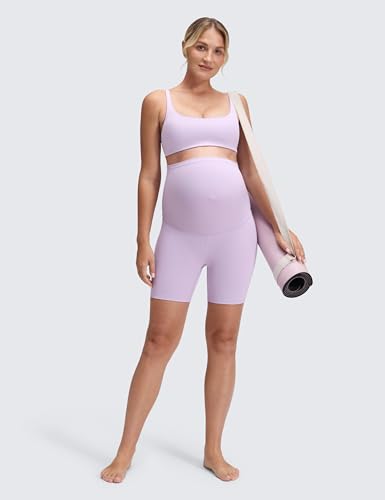 CRZ YOGA Maternity Biker Shorts 6" - color: Lilac Air, size: Large
