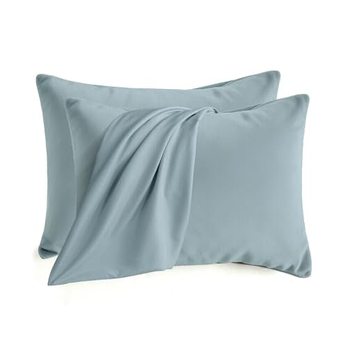 Set of 2 Brushed Microfiber Pillowcases 20x26 inch Baby Blue - color: Baby Blue, size: Standard