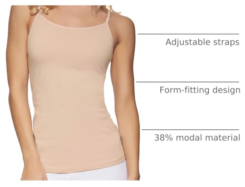 Felina Modal Stretch Camisole for Women, Modal, Cotton Cami - color: Black Warm Neutral White, size: Medium