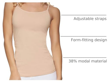 Felina Modal Stretch Camisole for Women, Modal, Cotton Cami - color: Black Warm Neutral White, size: Medium