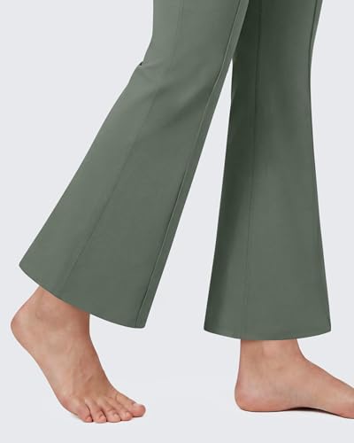 G4Free EverGoing Maternity Work Pants Pregnancy Ankle Flare Leg with Pocket - color: Gray Sage, size: Small