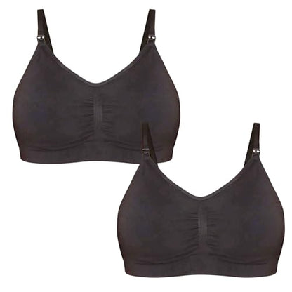 Motherhood Maternity Women’s Plus-Size Seamless Nursing Bras 2-Pack (S-3X) - color: Black/Black, size: Medium