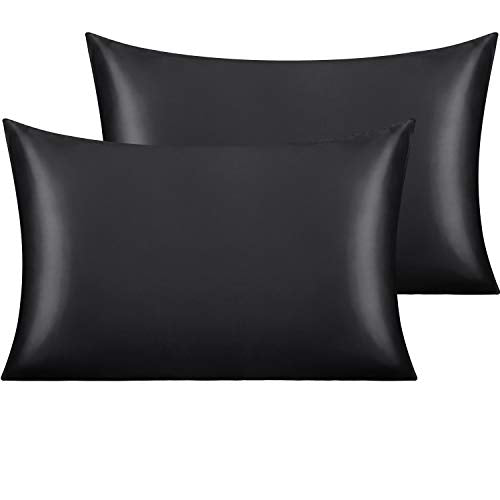 NTBAY Queen Satin Pillowcases, Set of 2, Black - color: Black, size: 2 x Queen (20 x 30 Inches)
