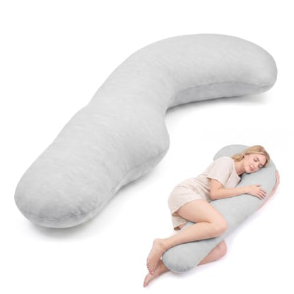 YZ HOME Cooling J Shaped Pregnancy Pillow, Removable Cover - color: J Shaped-grey