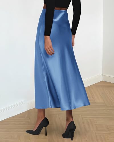 BTFBM Long Skirts for Women 2026 Fall Outfits - color: Blue, size: Small