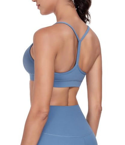 wirarpa Women's Sports Bras Low Impact Y Back Padded Yoga Top - color: Iceberg Blue, size: Medium