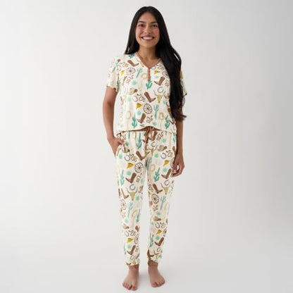 Little Sleepies Womens Pajamas, Short Sleeve, Soft Viscose from Bamboo PJs - color: Ready to Rodeo (Caramel), size: Small