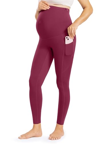 Enerful Maternity Leggings for Women - color: 2pack Black/Wine Red, size: Small
