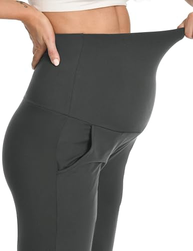 Foucome Maternity Capris Wide Leg Cropped Yoga Pants - color: Black/Black/Grey, size: Medium