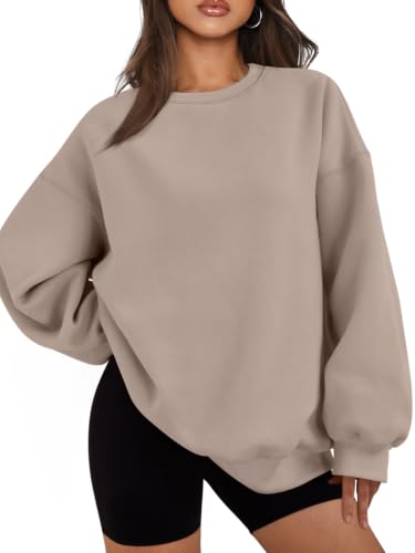 EFAN Womens Oversized Sweatshirt Crewneck Sweater Casual Fall Outfits 2026 - color: Coffeegrey, size: Small