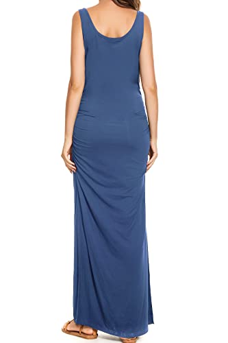 Smallshow Women's Split Long Maternity Dress - color: Grey Blue, size: X-Large