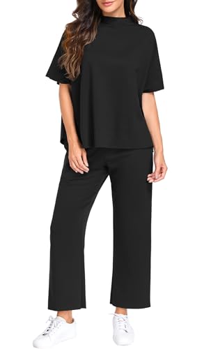 PrinStory Womens Lounge Set Summer 2 Piece Matching Sets - color: Dark Black, size: Small