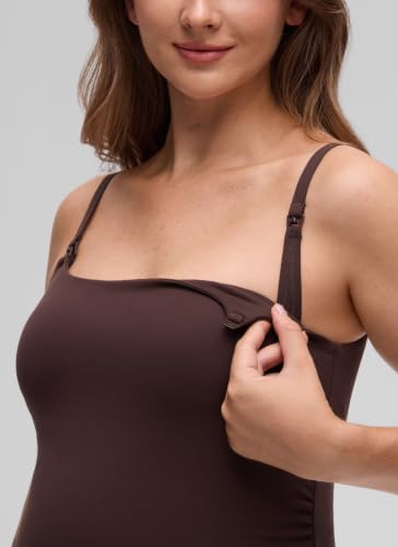 CRZ YOGA Maternity Nursing Tank Tops - color: Hot Fudge Brown, size: X-Large