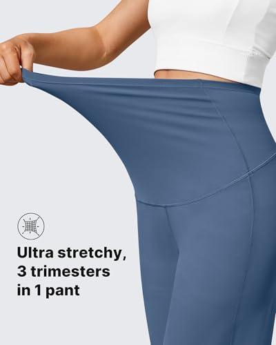 G4Free BareFeel Maternity Yoga Pants Pregnancy Slacks Over the Belly - color: Blue Gray, size: X-Large