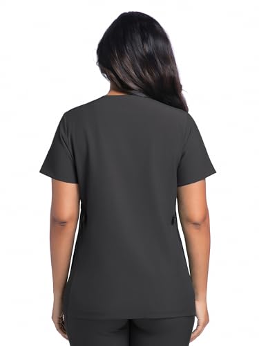 COZYFIT Maternity Scrub Top, V-Neck Pregnancy Shirt with 2 Pockets - color: Dark Grey, size: Small