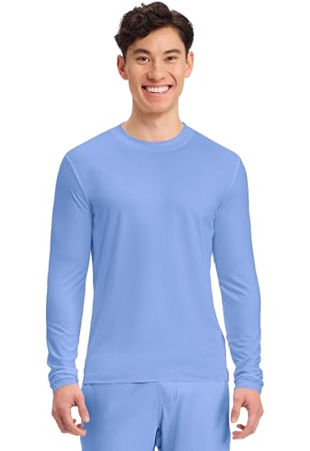 Cherokee Basics Long Sleeve Underscrub for Men Crew Neck Compression Shirt - color: Ciel Blue, size: X-Small