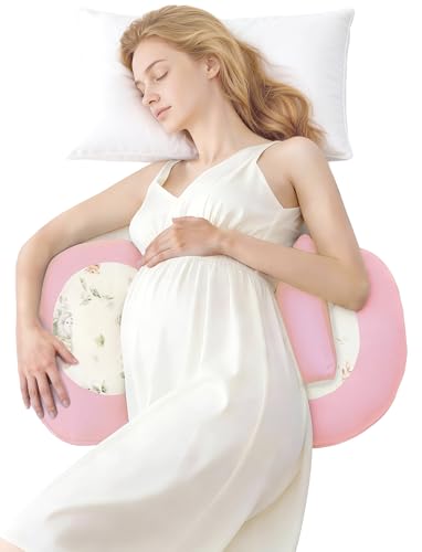 PATPAT Pregnancy Pillow, Cooling Maternity Pillow with Adjustable Wedge - color: Pink