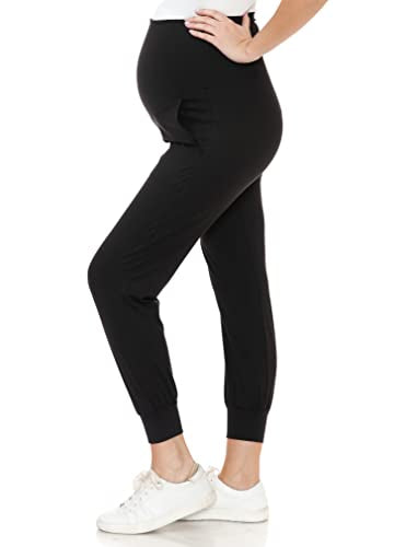 Leggings Depot Maternity Pants for Women Over The Belly Pregnancy Joggers Casual Lounge Pants - color: Black, size: 2X