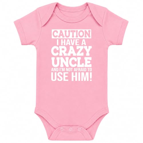 CBTwear Caution I Have a Crazy Uncle Funny Baby Bodysuit - color: Pink, size: Newborn