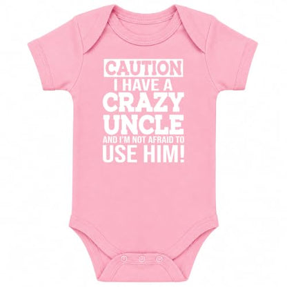 CBTwear Caution I Have a Crazy Uncle Funny Baby Bodysuit - color: Pink, size: 12 Months