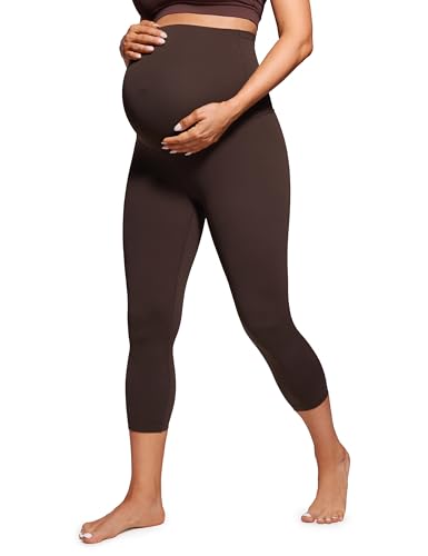 CRZ YOGA Maternity Capris Leggings 21" - color: Hot Fudge Brown, size: X-Small