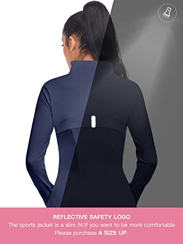 VUTRU Women's Workout Yoga Jacket Full Zip Running Athletic Track Jacket - color: Back Mesh Vent Blue, size: X-Small