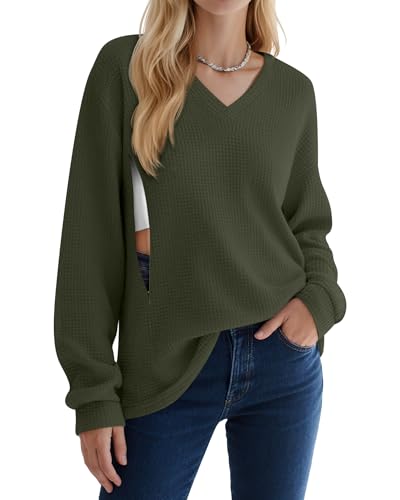 Women’s Waffle Knit Nursing Shirts Regular Fit - color: Army Green, size: Large