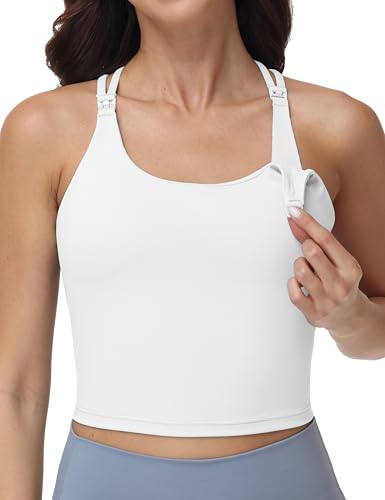 Nursing Tank Tops for Breastfeeding Crop Top - color: White, size: XX-Large