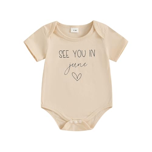 Yccutest Surprise Pregnancy Announcement Baby Onesie Newborn Infant Reveal Ideas Baby Announcement Bodysuit Unisex 0-3 Months - color: Apricot June, size: 0-3 Months