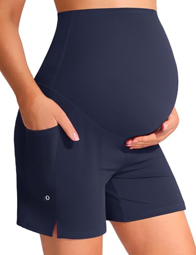 Mama Land Maternity Swim Shorts Over the Belly - color: Navy Blue, size: Medium