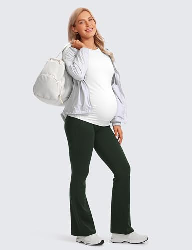 CRZ YOGA Maternity Flare Legging Pocket 29''/31''/33'' - color: Legend Green, size: Medium